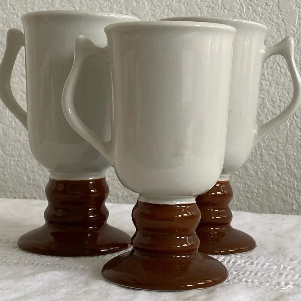 Vintage 1970's 3 Ceramic Irish Coffee Mugs Made in the USA by HALL 1273